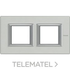 BTICINO - PLACA 2+2 MODULOS HORIZ.ALUMINIO PUL.