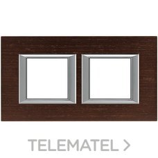 BTICINO - PLACA 2+2 MODULOS HORIZ.MADERA WENGE