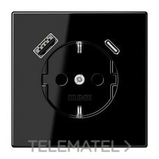 JUNG - Enchufe Schuko® con USB tipo AC serie LS negro