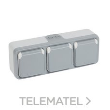 LEGRAND - BASE TRIPLE PLEXO MONOBLOCK  2P+T HORIZONTAL GRIS